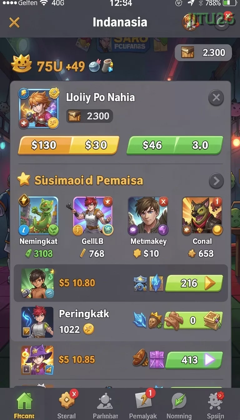 Cuplikan layar LUSA777 — aktivitas
